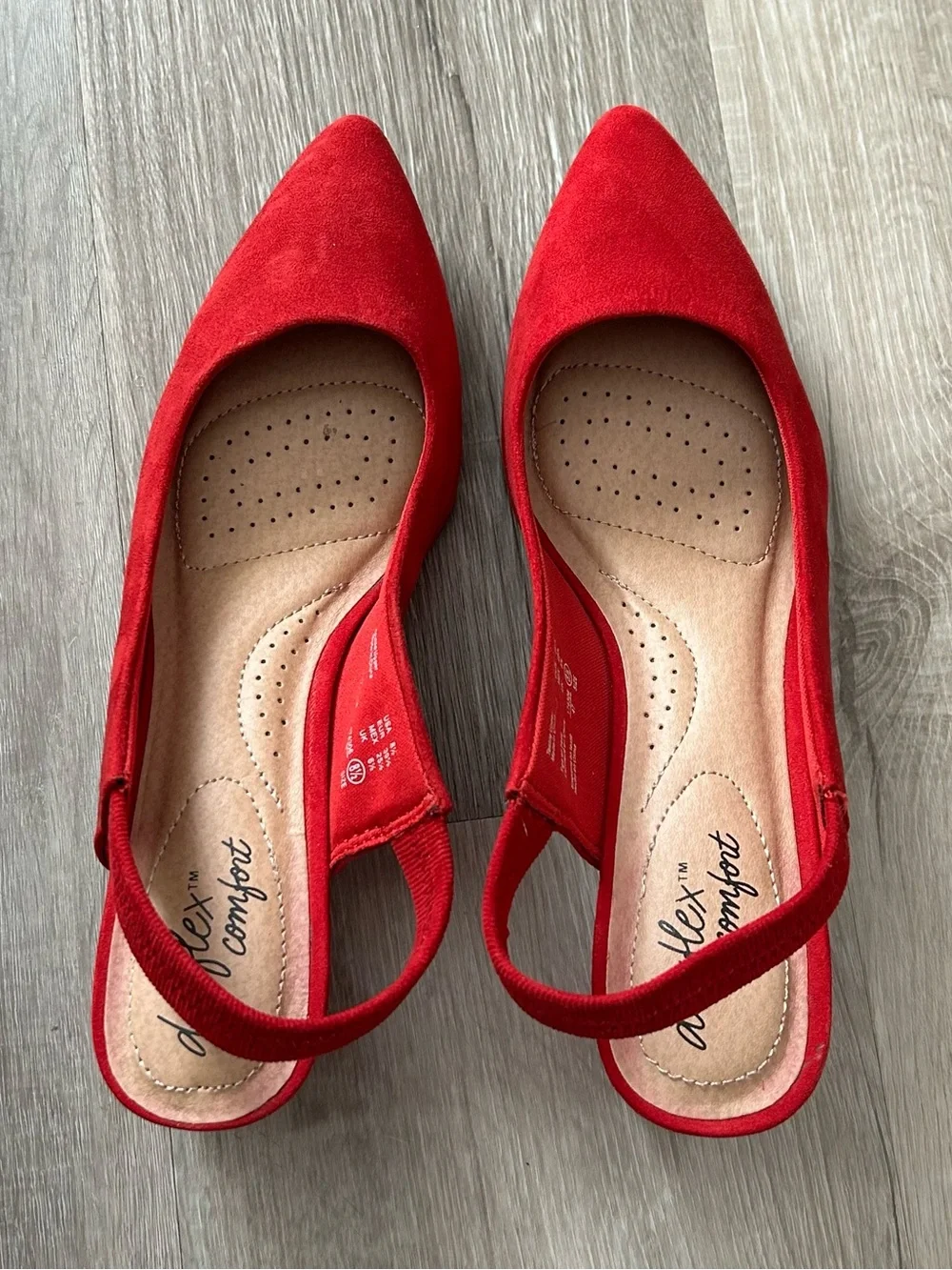 Red Slingback Block Heel Pumps